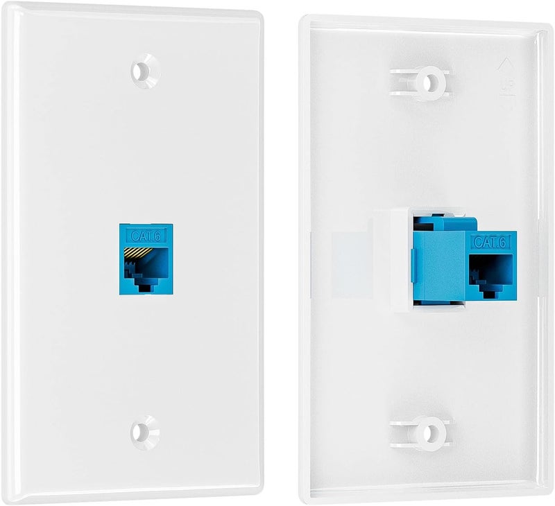 iwillink (5-Pack) Ethernet Wall Plate, 1-Port Keystone Wall Plate with RJ45 Keystone and Low Voltage Mounting Bracket, Female to Female Cat6 Wall Plate, Blue - Image 5